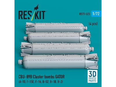 Cbu-89b Cluster Bombs Gator (4pcs) (A-10, F-15e, F-16, B-52, B-1b, B-2) (3d Printed) - image 1