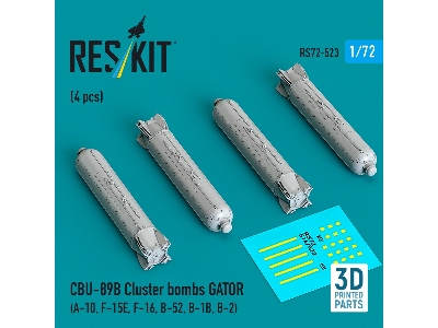 Cbu-89b Cluster Bombs Gator (4pcs) (A-10, F-15e, F-16, B-52, B-1b, B-2) (3d Printed) - image 2