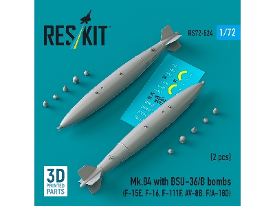 Mk.84 With Bsu-36/B Bombs (2pcs) (F-15e, F-16, F-111f, Av-8b, F/A-18d) (3d Printed) - image 2