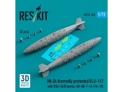 Mk.84 Thermally Protected/Blu-117 With Bsu-36/B Bombs (2pcs) (Av-8b, F-14, F/A-18) (3d Printed) - image 2