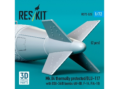 Mk.84 Thermally Protected/Blu-117 With Bsu-36/B Bombs (2pcs) (Av-8b, F-14, F/A-18) (3d Printed) - image 3