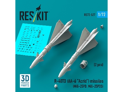 R-40td (Aa-6 'acrid') Missiles (2pcs) (Mig-25pd, Mig-25pds) (3d Printed) - image 2