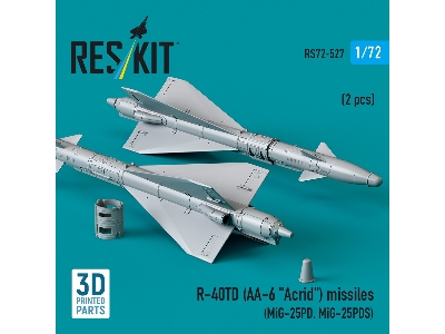 R-40td (Aa-6 'acrid') Missiles (2pcs) (Mig-25pd, Mig-25pds) (3d Printed) - image 3