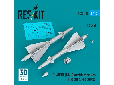 R-40rd (Aa-6 'acrid') Missiles (2pcs) (Mig-25pd, Mig-25pds) (3d Printed) - image 1