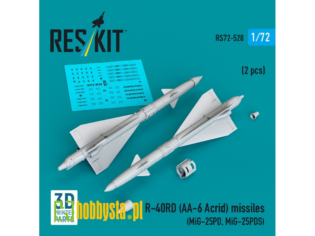 R-40rd (Aa-6 'acrid') Missiles (2pcs) (Mig-25pd, Mig-25pds) (3d Printed) - image 1 R-40rd (Aa-6 'acrid') Missiles (2pcs) (Mig-25pd, Mig-25pds) (3d Printed) - image 1