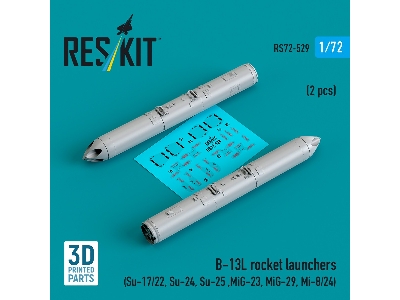 B-13l Rocket Launchers (2pcs) (Su-17/22, Su-24, Su-25 ,mig-23, Mig-29, Mi-8/24) (3d Printed) - image 1