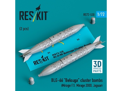 Blg-66 'belouga' Cluster Bombs (2pcs) (Mirage F.1, Mirage 2000, Jaguar) (3d Printed) - image 1