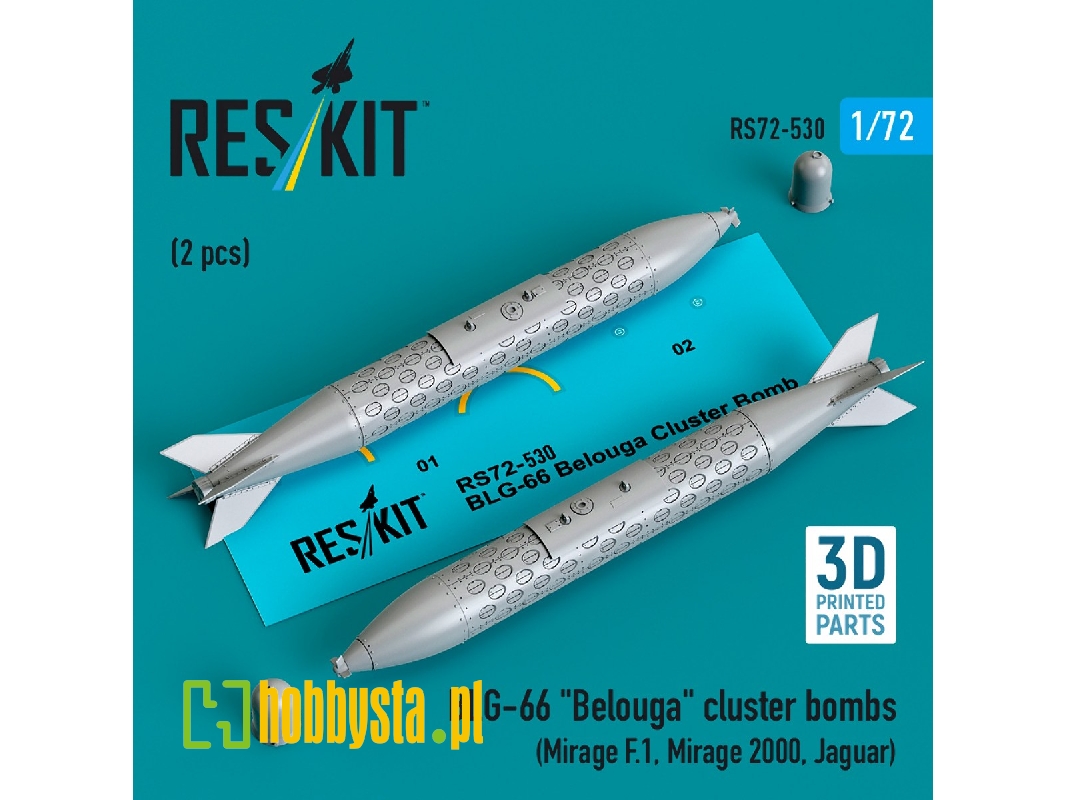 Blg-66 'belouga' Cluster Bombs (2pcs) (Mirage F.1, Mirage 2000, Jaguar) (3d Printed) - image 1 Blg-66 'belouga' Cluster Bombs (2pcs) (Mirage F.1, Mirage 2000, Jaguar) (3d Printed) - image 1