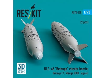Blg-66 'belouga' Cluster Bombs (2pcs) (Mirage F.1, Mirage 2000, Jaguar) (3d Printed) - image 2