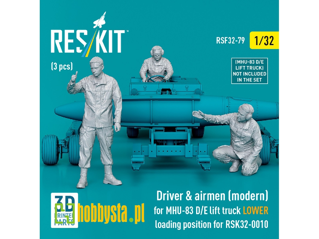 Driver & Airmen (Modern) (3pcs) (Mhu-83 D/E Lift Truck Lower Loading Position For Rsk32-0010) (3d Printed) - image 1 Driver & Airmen (Modern) (3pcs) (Mhu-83 D/E Lift Truck Lower Loading Position For Rsk32-0010) (3d Printed) - image 1
