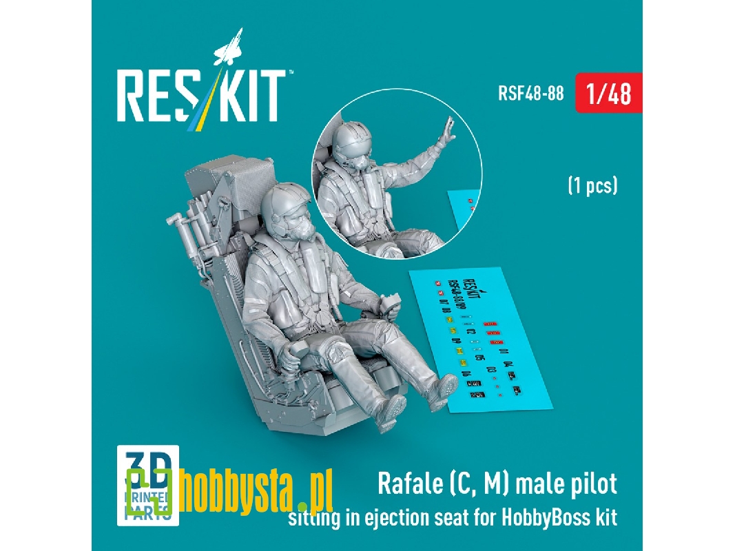 Rafale (C, M) Male Pilot Sitting In Ejection Seat For Hobbyboss Kit (1pc) (3d Printed) - image 1 Rafale (C, M) Male Pilot Sitting In Ejection Seat For Hobbyboss Kit (1pc) (3d Printed) - image 1