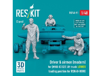 Driver & Airmen (Modern) (3pcs) (Mhu-83 D/E Lift Truck Lower Loading Position For Rsk48-0008) (3d Printed) - image 3