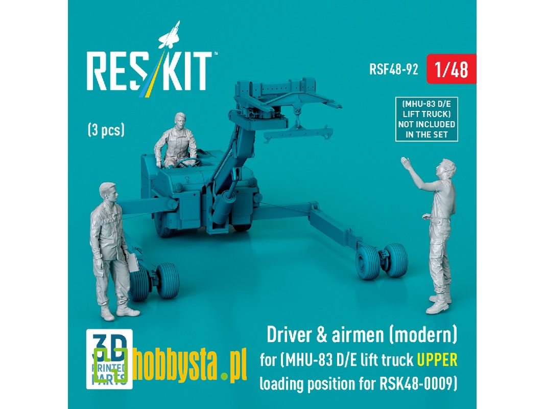 Driver & Airmen (Modern) (3pcs) (Mhu-83 D/E Lift Truck Upper Loading Position For Rsk48-0009) (3d Printed) - image 1 Driver & Airmen (Modern) (3pcs) (Mhu-83 D/E Lift Truck Upper Loading Position For Rsk48-0009) (3d Printed) - image 1