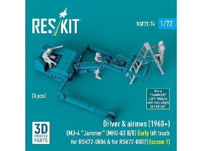 Driver & Airmen (1960+) (3pcs) (Mj-4 'jammer' (Mhu-83 B/E) Early Lift Truck For Rsk72-0006 & For Rsk72-0007) (Scene 1) (3d Print