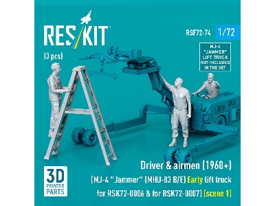 Driver & Airmen (1960+) (3pcs) (Mj-4 'jammer' (Mhu-83 B/E) Early Lift Truck For Rsk72-0006 & For Rsk72-0007) (Scene 1) (3d Print