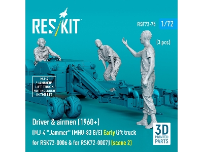 Driver & Airmen (1960+) (3pcs) (Mj-4 'jammer' (Mhu-83 B/E) Early Lift Truck For Rsk72-0006 & For Rsk72-0007) (Scene 2) (3d Print