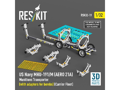 Us Navy Mhu-191/M (Aero 21a) Munitions Transporter (With Adapters For Bombs) (Carrier Fleet) (3d Printed Model Kit) - image 1
