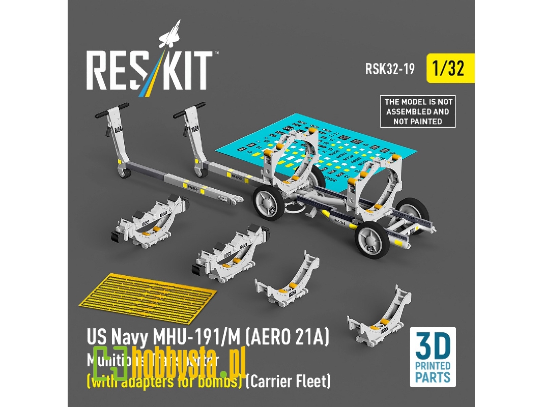 Us Navy Mhu-191/M (Aero 21a) Munitions Transporter (With Adapters For Bombs) (Carrier Fleet) (3d Printed Model Kit) - image 1