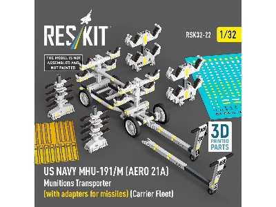 Us Navy Mhu-191/M (Aero 21a) Munitions Transporter (With Adapters For Missiles) (Carrier Fleet) (3d Printed Model Kit) - image 2