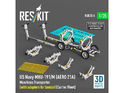 Us Navy Mhu-191/M (Aero 21a) Munitions Transporter (With Adapters For Bombs) (Carrier Fleet) (3d Printed Model Kit) - image 1
