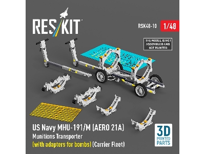 Us Navy Mhu-191/M (Aero 21a) Munitions Transporter (With Adapters For Bombs) (Carrier Fleet) (3d Printed Model Kit) - image 1