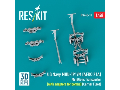Us Navy Mhu-191/M (Aero 21a) Munitions Transporter (With Adapters For Bombs) (Carrier Fleet) (3d Printed Model Kit) - image 3