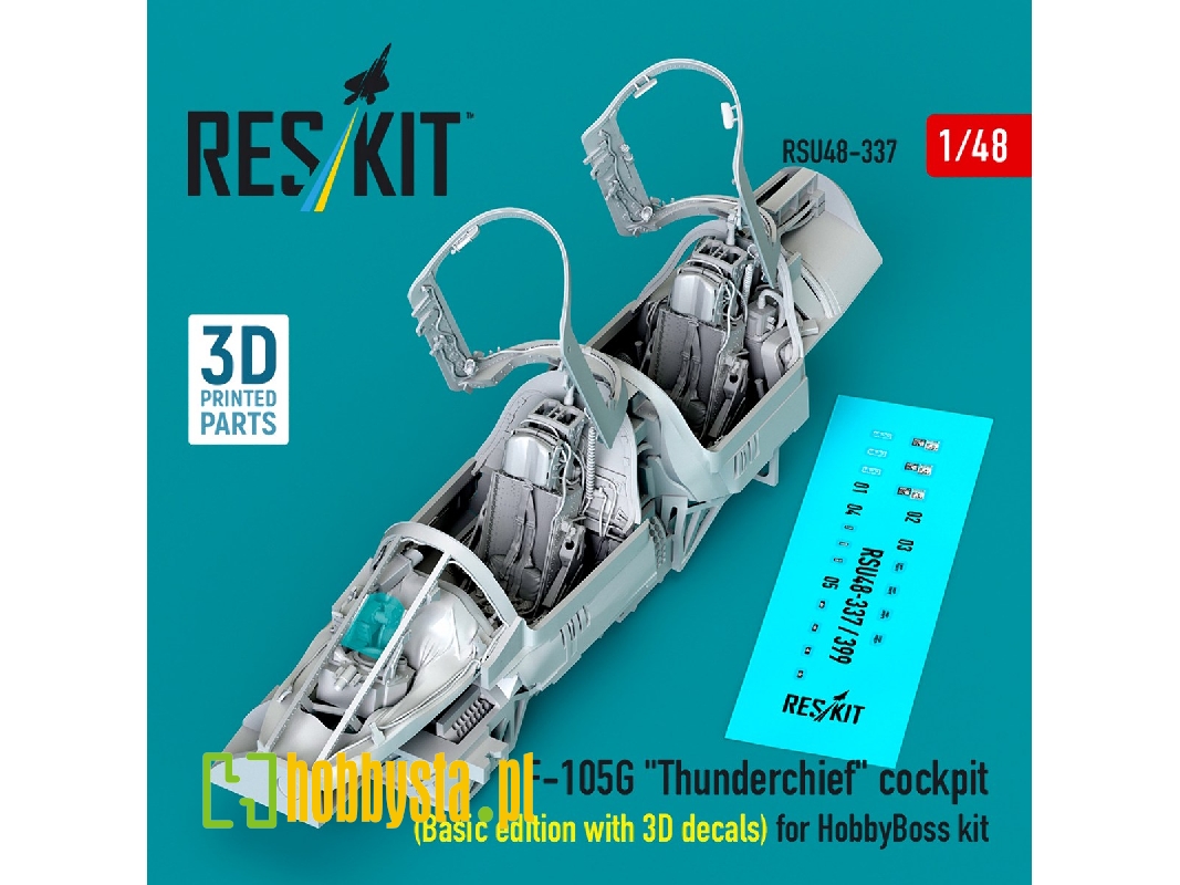 F-105g 'thunderchief' Cockpit (Basic Edition With 3d Decals) For Hobbyboss Kit (3d Printed) - image 1 F-105g 'thunderchief' Cockpit (Basic Edition With 3d Decals) For Hobbyboss Kit (3d Printed) - image 1