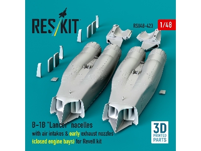 B-1b 'lancer' Nacelles With Air Intakes & Early Exhaust Nozzles (Closed Engine Bays) For Revell Kit (3d Printed) - image 2