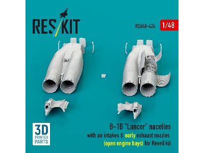 B-1b 'lancer' Nacelles With Air Intakes & Early Exhaust Nozzles (Open Engine Bay) For Revell Kit (3d Printed) - image 1