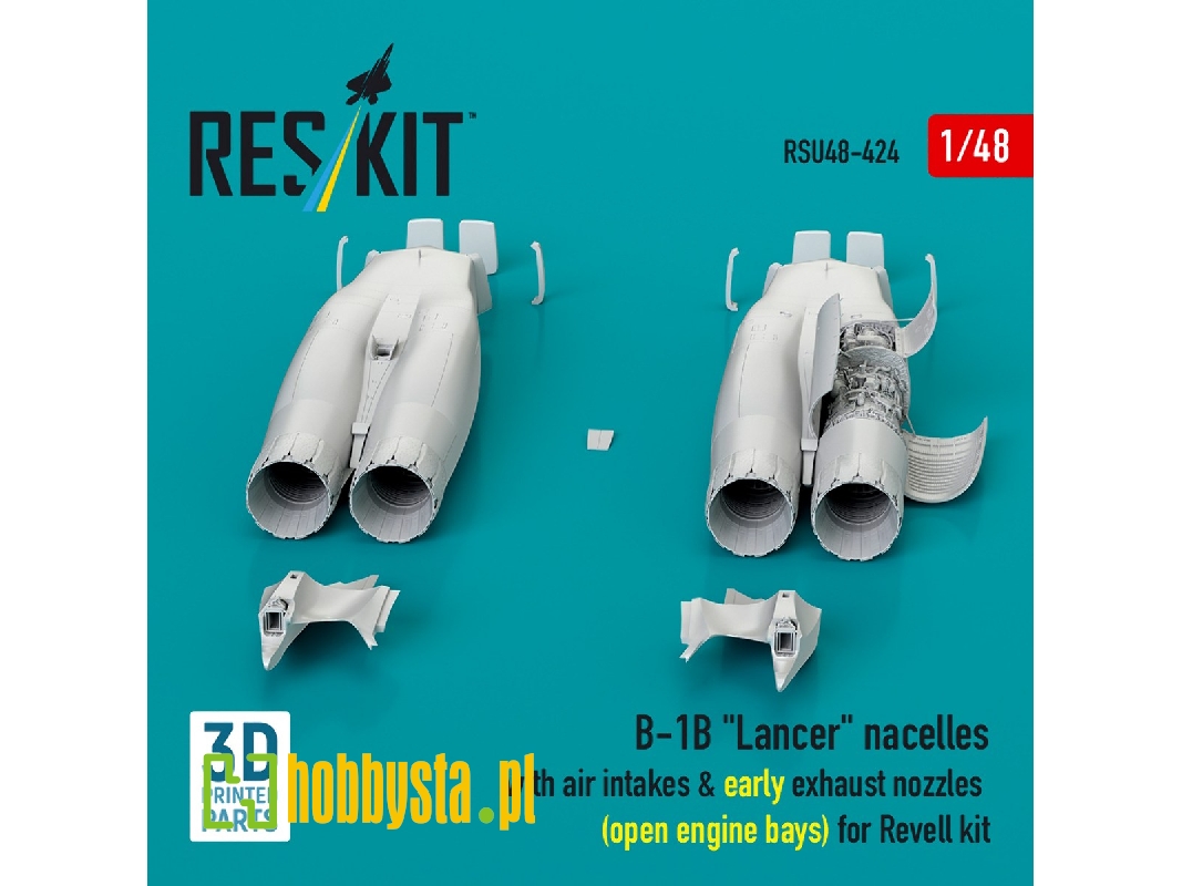 B-1b 'lancer' Nacelles With Air Intakes & Early Exhaust Nozzles (Open Engine Bay) For Revell Kit (3d Printed) - image 1 B-1b 'lancer' Nacelles With Air Intakes & Early Exhaust Nozzles (Open Engine Bay) For Revell Kit (3d Printed) - image 1