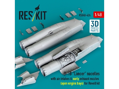B-1b 'lancer' Nacelles With Air Intakes & Early Exhaust Nozzles (Open Engine Bay) For Revell Kit (3d Printed) - image 2