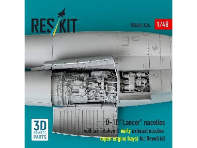 B-1b 'lancer' Nacelles With Air Intakes & Early Exhaust Nozzles (Open Engine Bay) For Revell Kit (3d Printed) - image 3