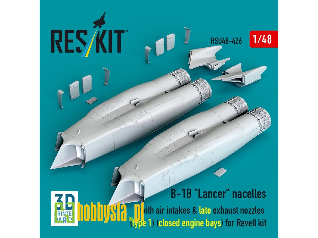 B-1b 'lancer' Nacelles With Air Intakes & Late Exhaust Nozzles (Type 1) (Closed Engine Bays) For Revell Kit (3d Printed) - image B-1b 'lancer' Nacelles With Air Intakes & Late Exhaust Nozzles (Type 1) (Closed Engine Bays) For Revell Kit (3d Printed) - image