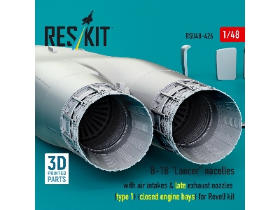 B-1b 'lancer' Nacelles With Air Intakes & Late Exhaust Nozzles (Type 1) (Closed Engine Bays) For Revell Kit (3d Printed) - image