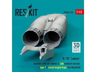 B-1b 'lancer' Nacelles With Air Intakes & Late Exhaust Nozzles (Type 1) (Closed Engine Bays) For Revell Kit (3d Printed) - image