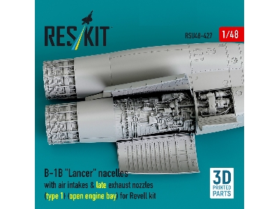 B-1b 'lancer' Nacelles With Air Intakes & Late Exhaust Nozzles (Type 1) (Open Engine Bay) For Revell Kit (3d Printed) - image 2