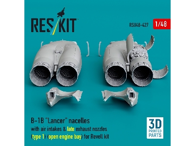 B-1b 'lancer' Nacelles With Air Intakes & Late Exhaust Nozzles (Type 1) (Open Engine Bay) For Revell Kit (3d Printed) - image 3