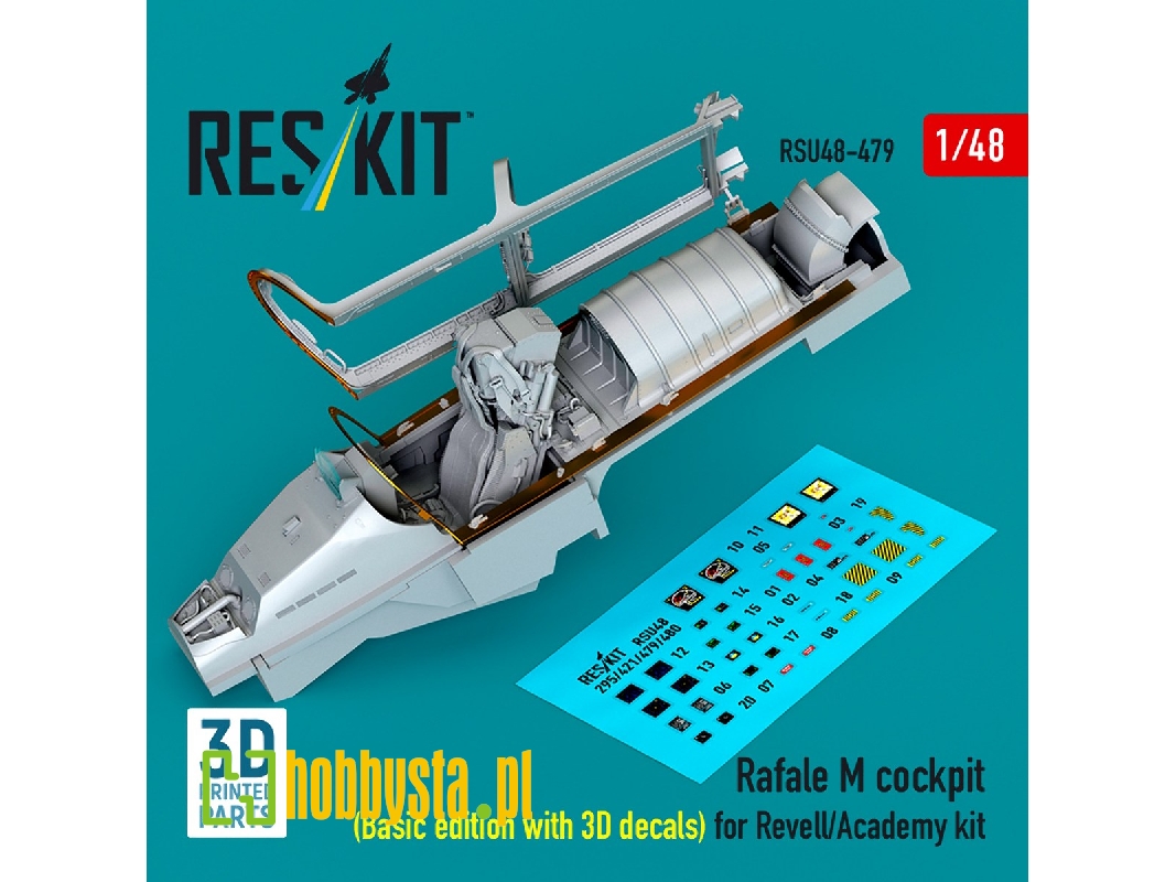 Rafale M Cockpit (Basic Edition With 3d Decals) For Revell/Academy Kit (3d Printed) - image 1 Rafale M Cockpit (Basic Edition With 3d Decals) For Revell/Academy Kit (3d Printed) - image 1