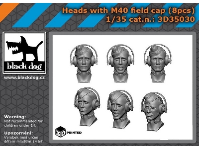 Heads With M40 Field Cap (8 Pcs / 3d-printed) - image 1