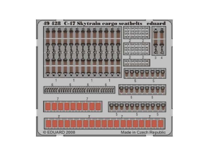 C-47 Skytrain cargo seatbelts 1/48 - Trumpeter - image 1