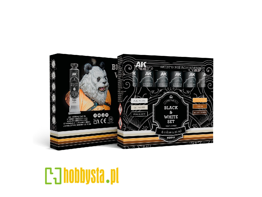 Ak Ad101 Black & White Set - Artistic Dense Acrylic Color - image 1 Ak Ad101 Black & White Set - Artistic Dense Acrylic Color - image 1