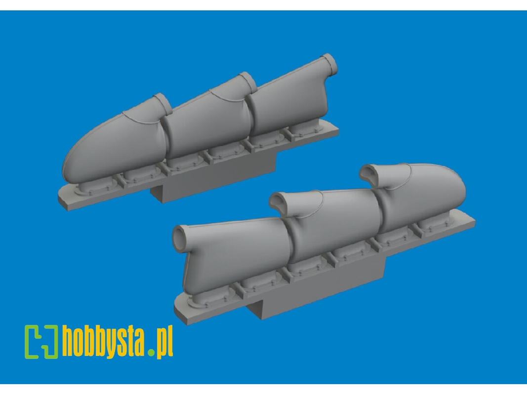 Spitfire Mk. V three-stacks exhaust rounded PRINT 1/72 - TAMIYA - image 1 Spitfire Mk. V three-stacks exhaust rounded PRINT 1/72 - TAMIYA - image 1