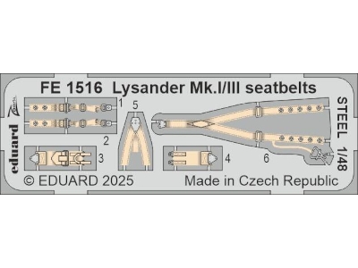 Lysander Mk. I/III seatbelts STEEL 1/48 - AIRFIX - image 1