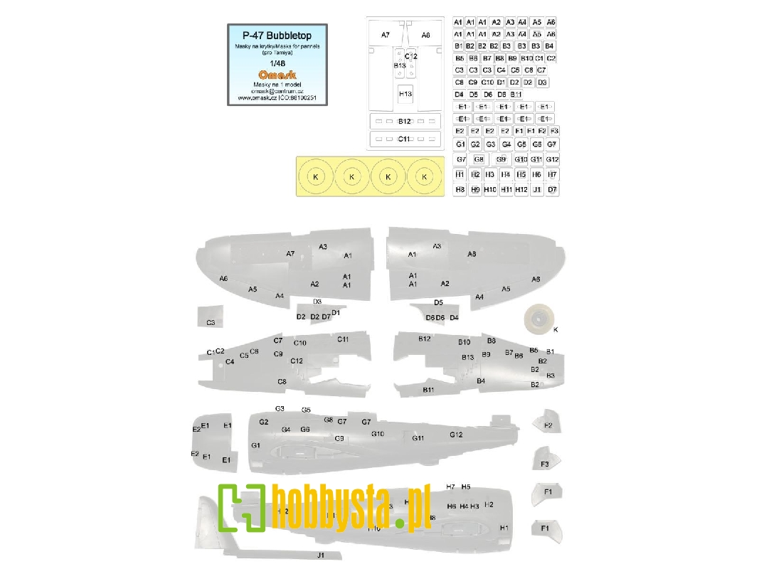 Republic P-47 Bubbletop - Mask For Panels (For Tamiya Kits) - image 1 Republic P-47 Bubbletop - Mask For Panels (For Tamiya Kits) - image 1