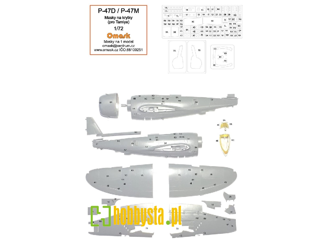Republic P-47 D / M - Mask For Panels (For Tamiya Kits) - image 1 Republic P-47 D / M - Mask For Panels (For Tamiya Kits) - image 1
