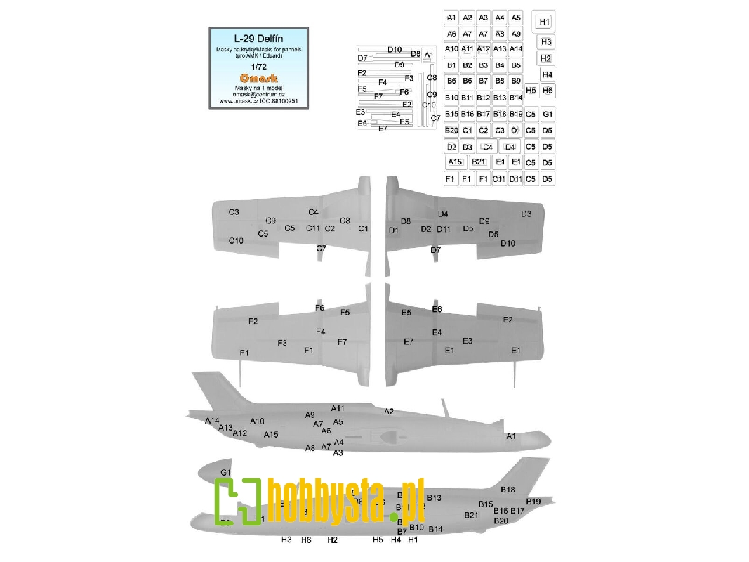 Aero L-29 Delfin - Mask For Panels (For Amk / Eduard Kits) - image 1