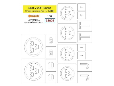 Saab J-29f Tunnan Sweden Marking Mask (For Fly 32022) - image 1