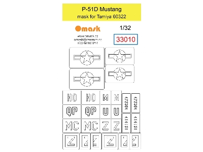 P-51d Mustang Mask (For Tamiya 60322) - image 1