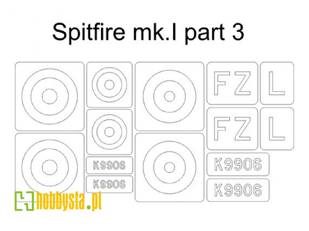 Spitfire Mk.I Mask Part 3 (For Eduard 11143 Camo C) - image 1 Spitfire Mk.I Mask Part 3 (For Eduard 11143 Camo C) - image 1