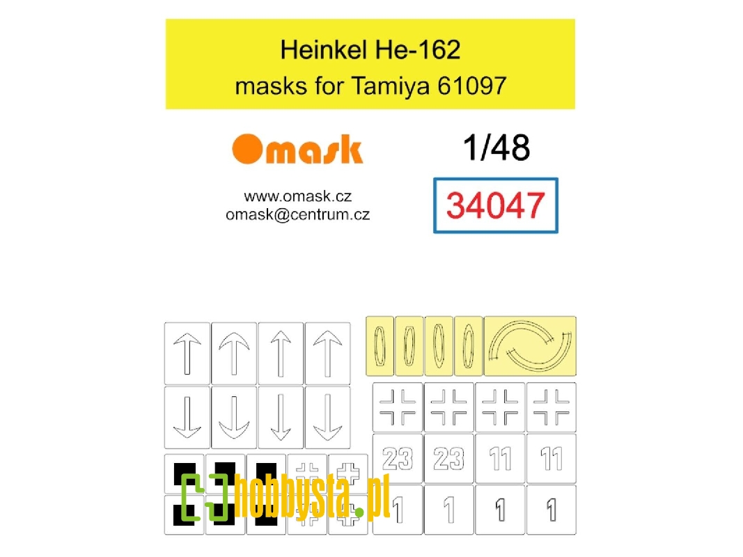 Heinkel He-162 Masks (For Tamiya 61097) - image 1 Heinkel He-162 Masks (For Tamiya 61097) - image 1